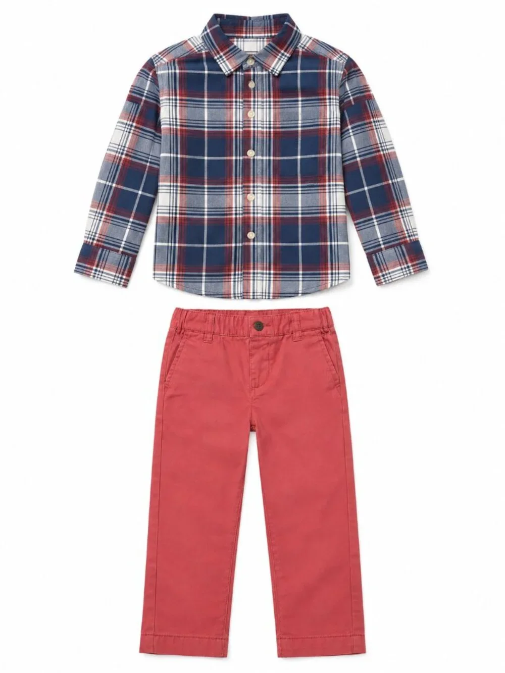 NWT Carter’s Toddler Boy Outfit Set Plaid Shirt Red Pants 2T 24 Months
